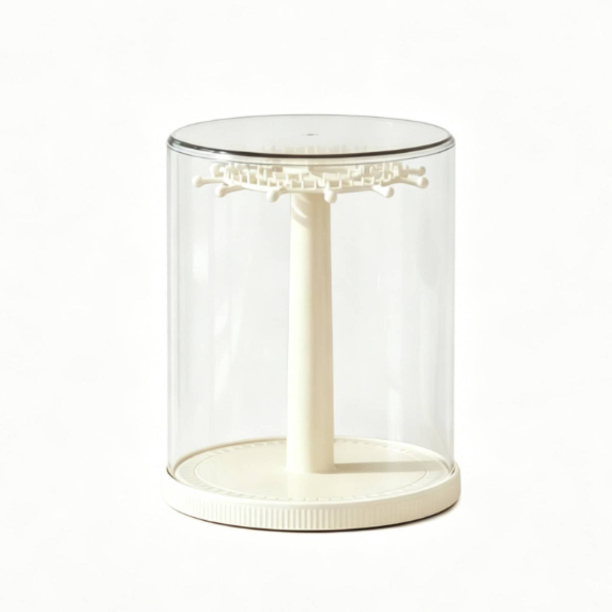 Stackable Display Case Clear View Rotating Keychain Display Dustproof Transparent Hanging Charm Organizer for Desktop