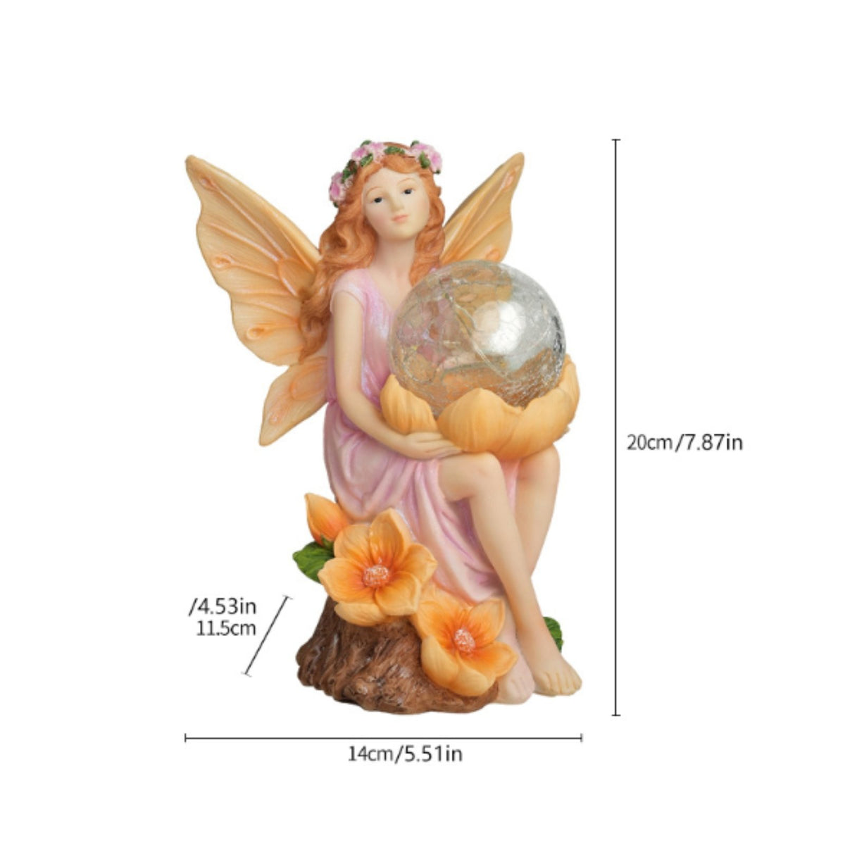 Solar Fairy Garden Light Rechargeable Battery Resin Fairy Night Light for Yard