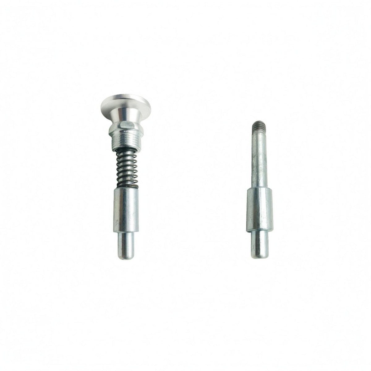 Coiled-Loaded Pull Fastener Round Flat Head Coiled Loaded Pull Fastener Threaded Collar Silver