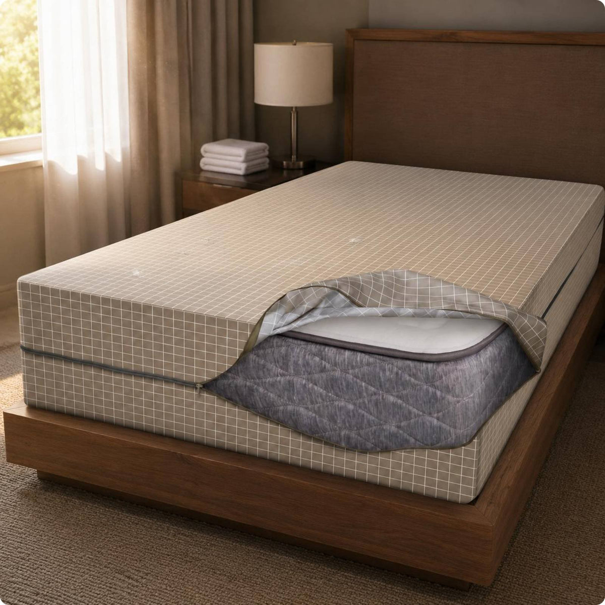 Waterproof Mattress Protector Fully Enclosed Mattress Encasement Soft Textile Bedding for Bedroom, Home
