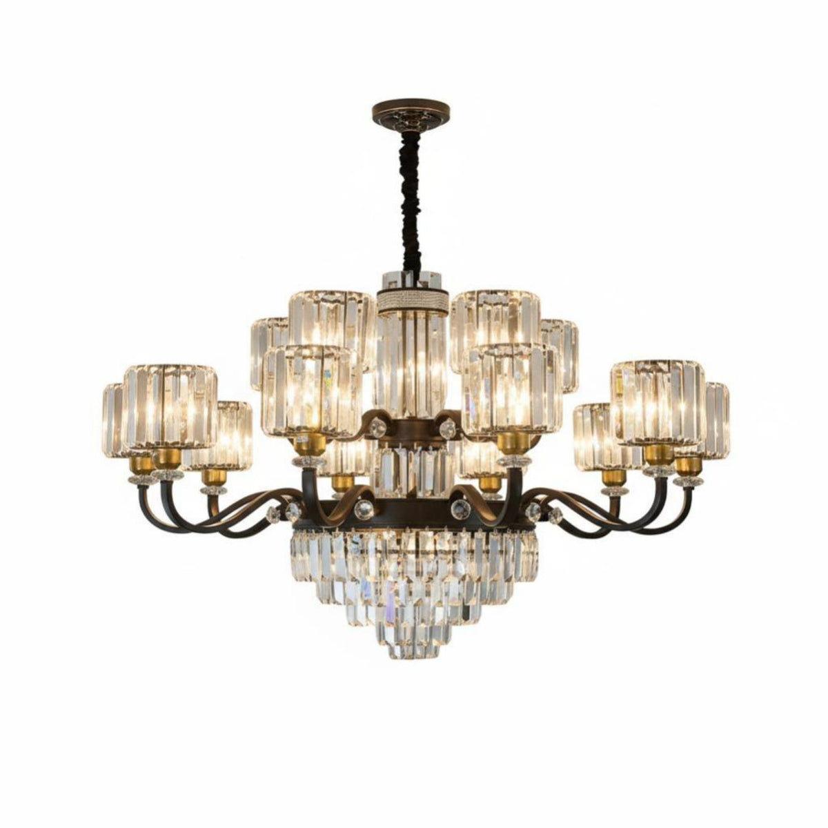 Crystal highlights helical Staircase Light Luxury Design helical Staircase Chandelier Statement Piece Ceiling Fixture Modern aesthetic for Villa Owners, Homeowners, Interior Designers, Living Room, Foyer, attic space