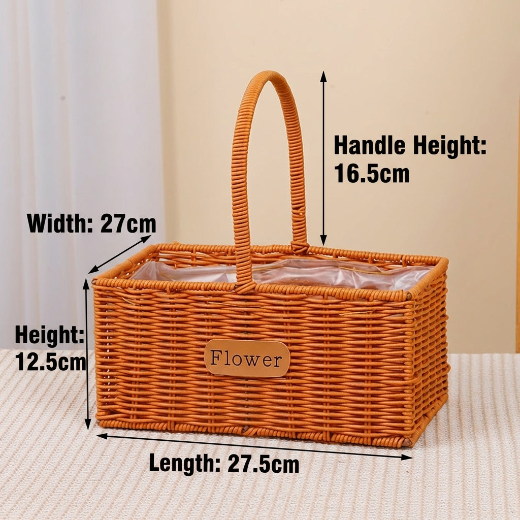 Flower Basket with Handle Woven Basket for Flower Arrangement for wedding Birthday Party Decoration Easter Basket for Eggs Candy
