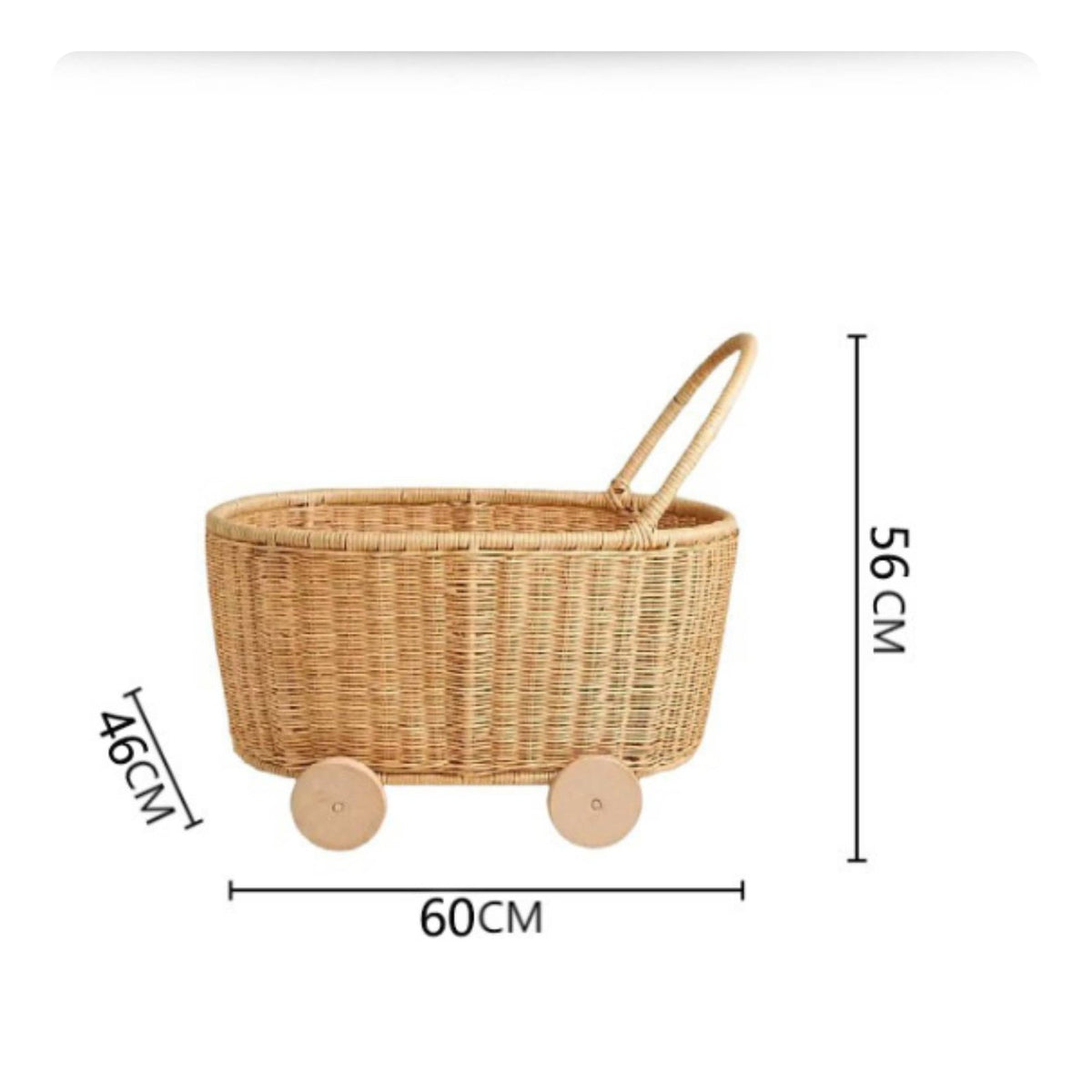 Rattan Toy Cart Handwoven Toy Storage Push Cart Lightweight for Playroom