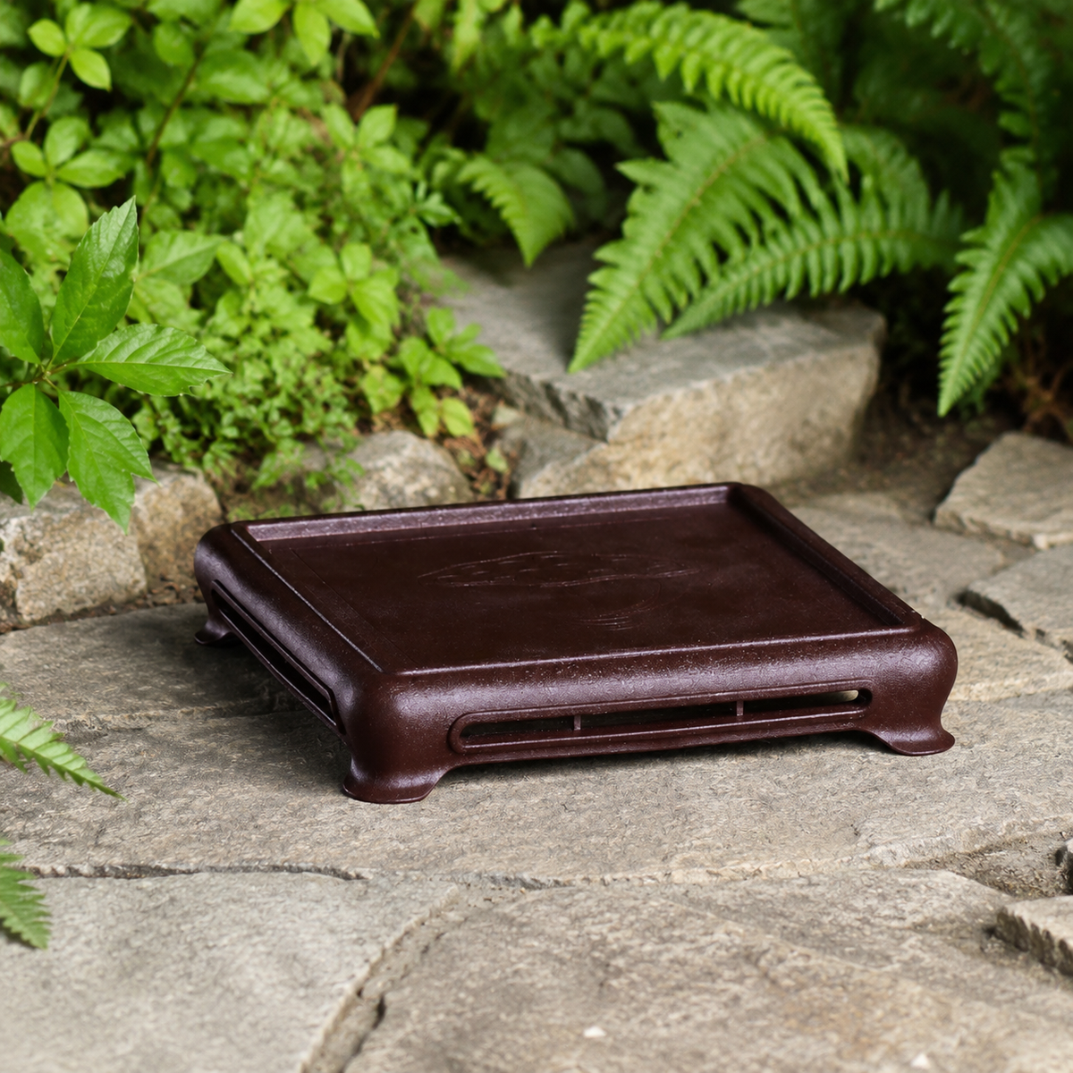 Square Plant Saucer 22cm, Resin-made, Leak-proof Tray, For Indoor Gardening and Balcony Gardening