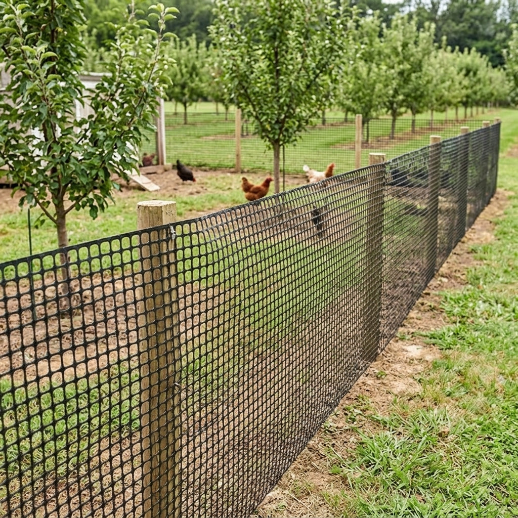 Black Garden Netting for Poultry, Heavy Duty Garden Fence for Chickens Synthetic Polymer Fencing
