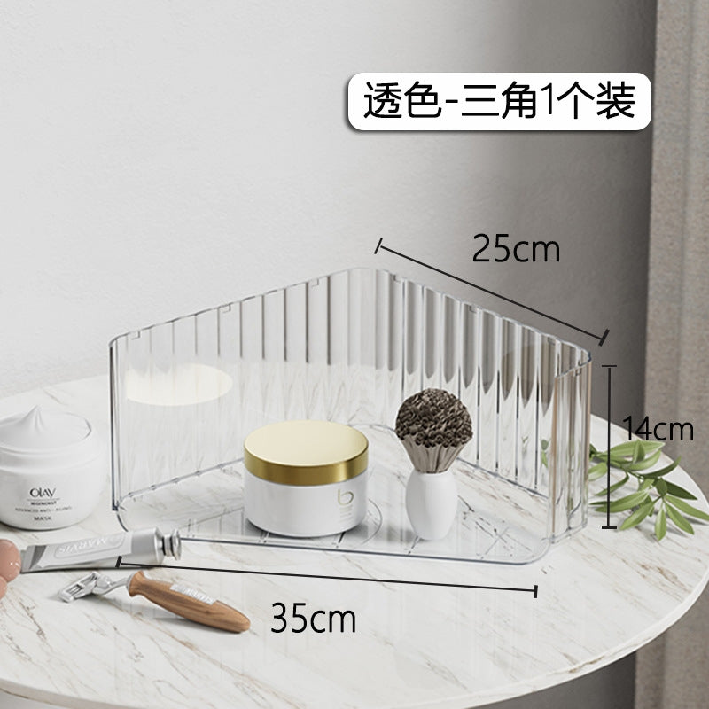 办公桌转角置物架转角透明化妆品置物架可叠加学生书桌书架书立架 透灰(1个装) 1层