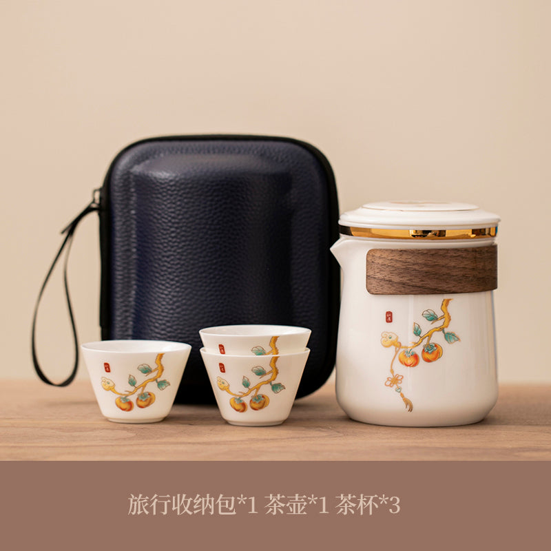 旅行茶具套装便携式随身快客杯办公室白瓷茶具外出携带包户外露营