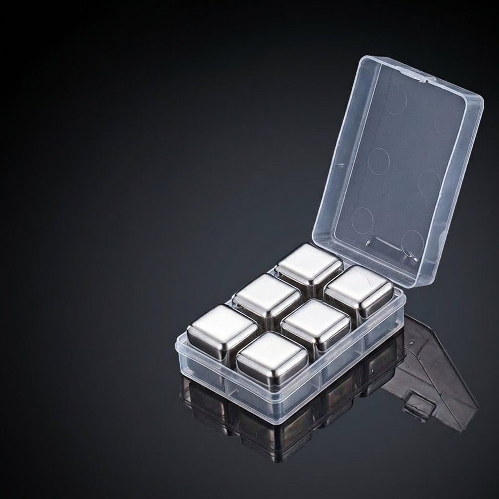 Home Bar Stainless Steel Whisky Stones for Chilled Drinks, Premium Men's Gift with Silicone Clip and Box, 12 Pack Food Grade Party Supplies