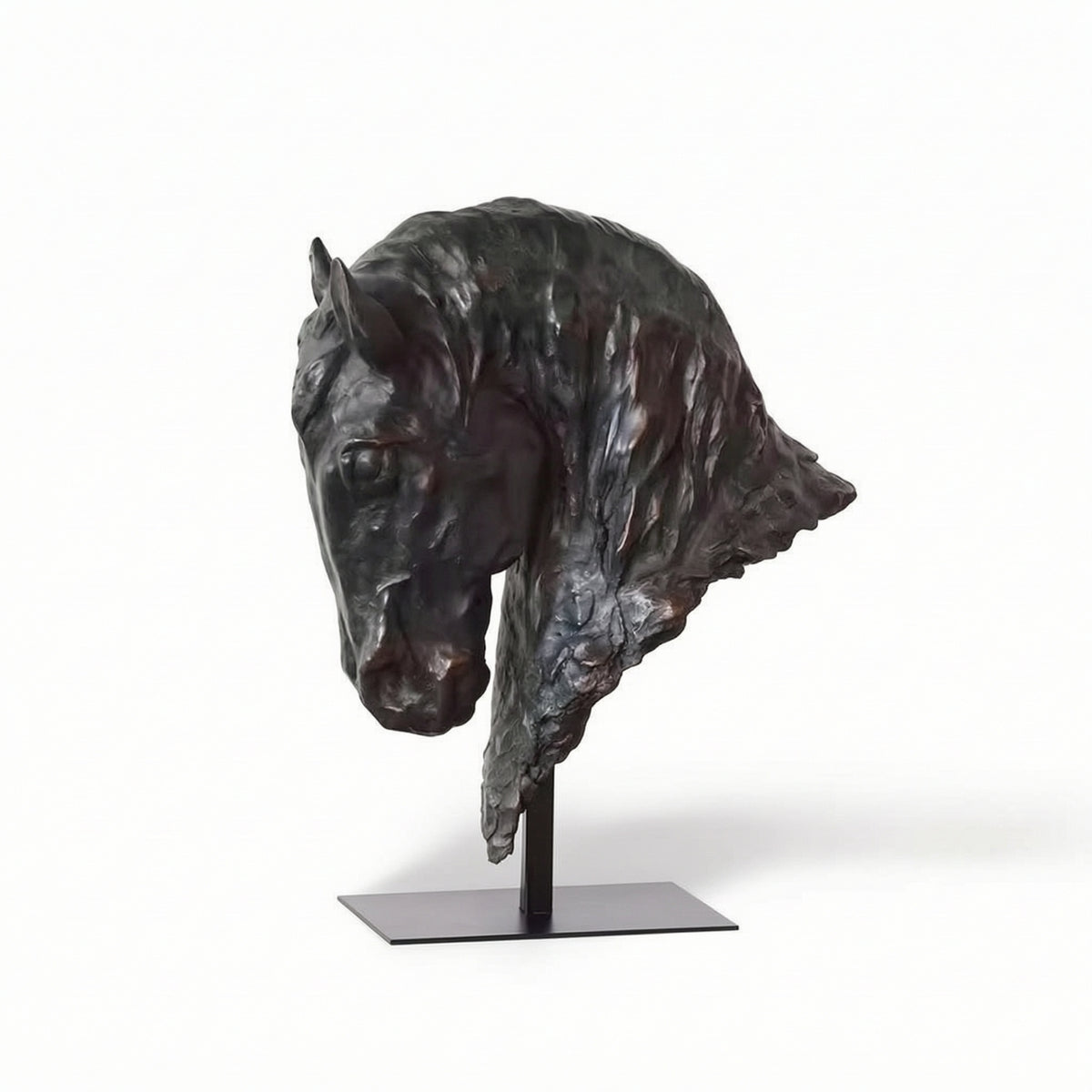 Horse Head Statue with Base Carved Bust Decorative for Mantel, Art Collectors