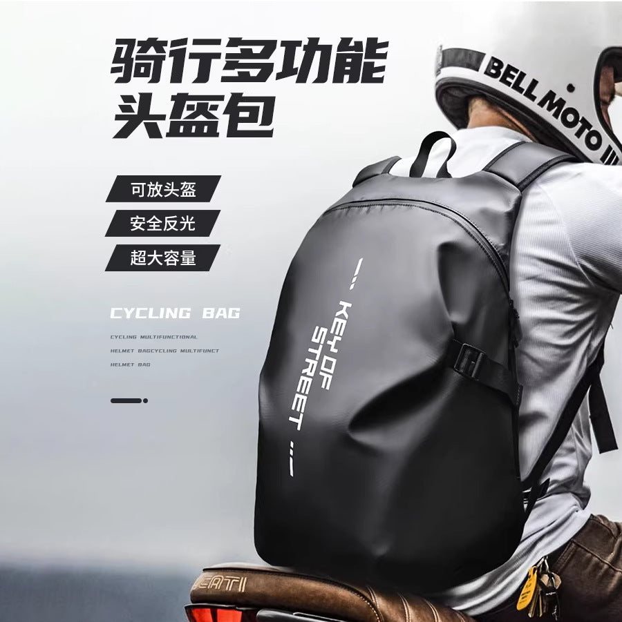 Water-Resistant Motorcycle Helmet Backpack with Magnetic Closure