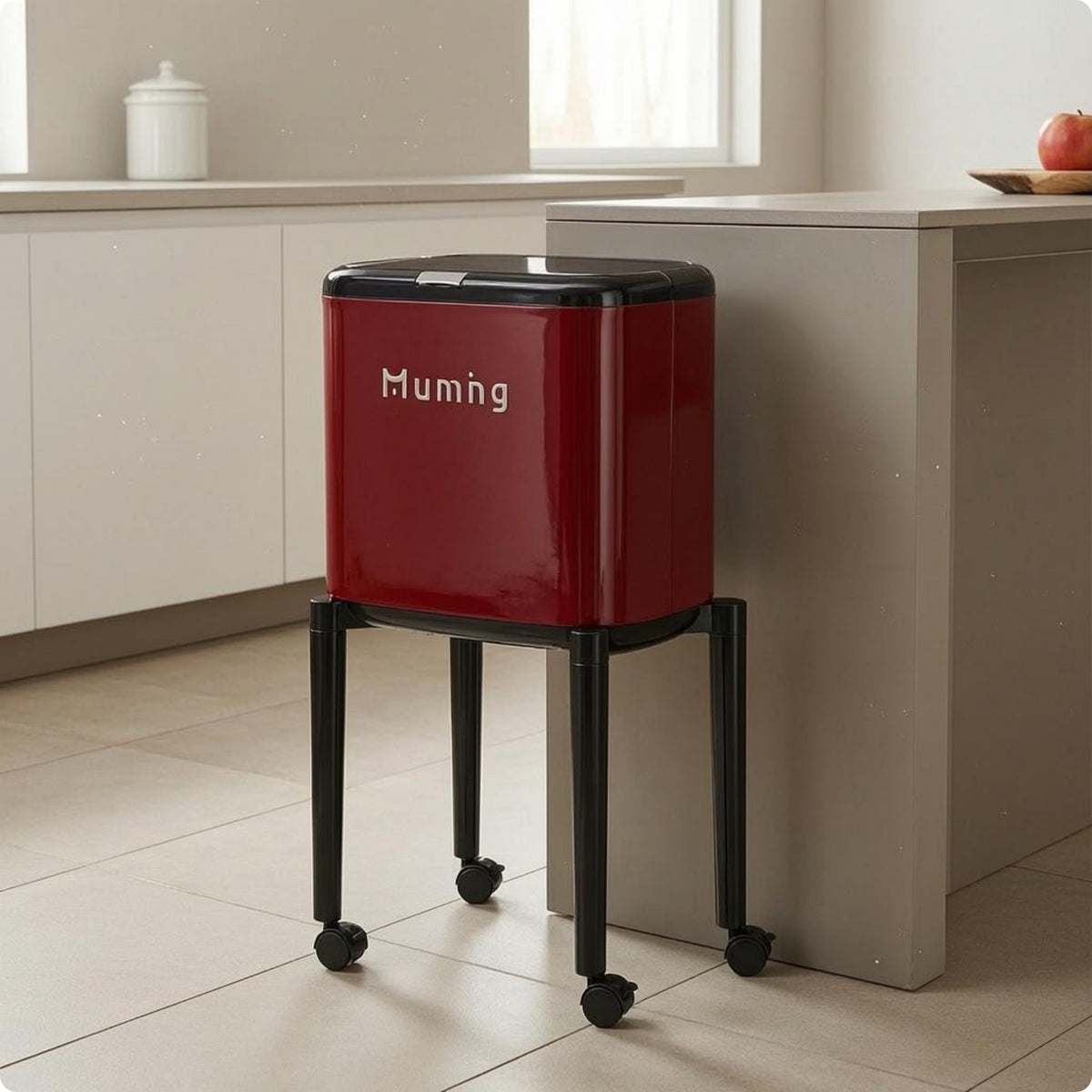 Tall Trash Black Can Rolling Trash Can Easy Access Kitchen Storage