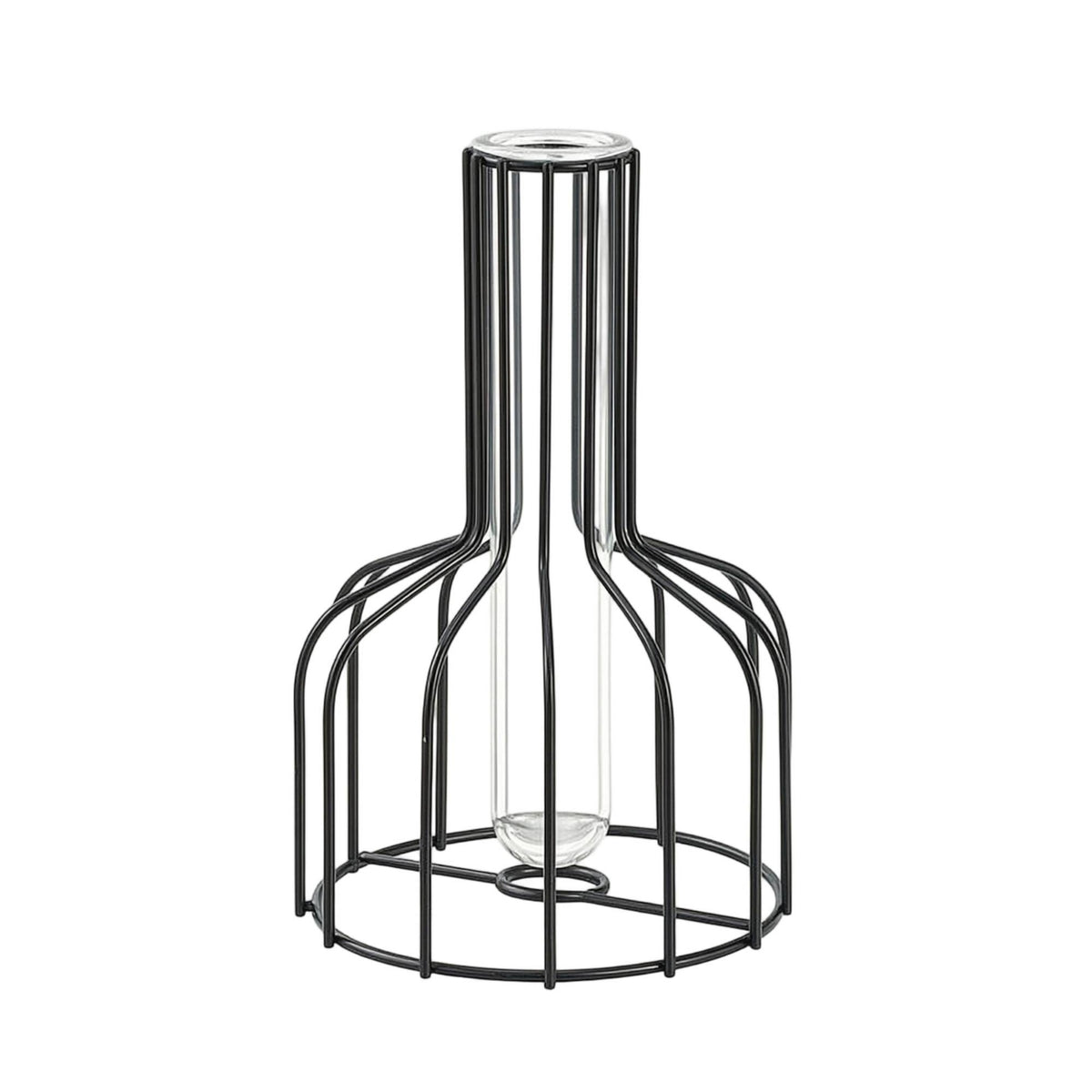 Glass Vase with Metal Frame Transparent Wire Frame Vase Clear for Dining Table