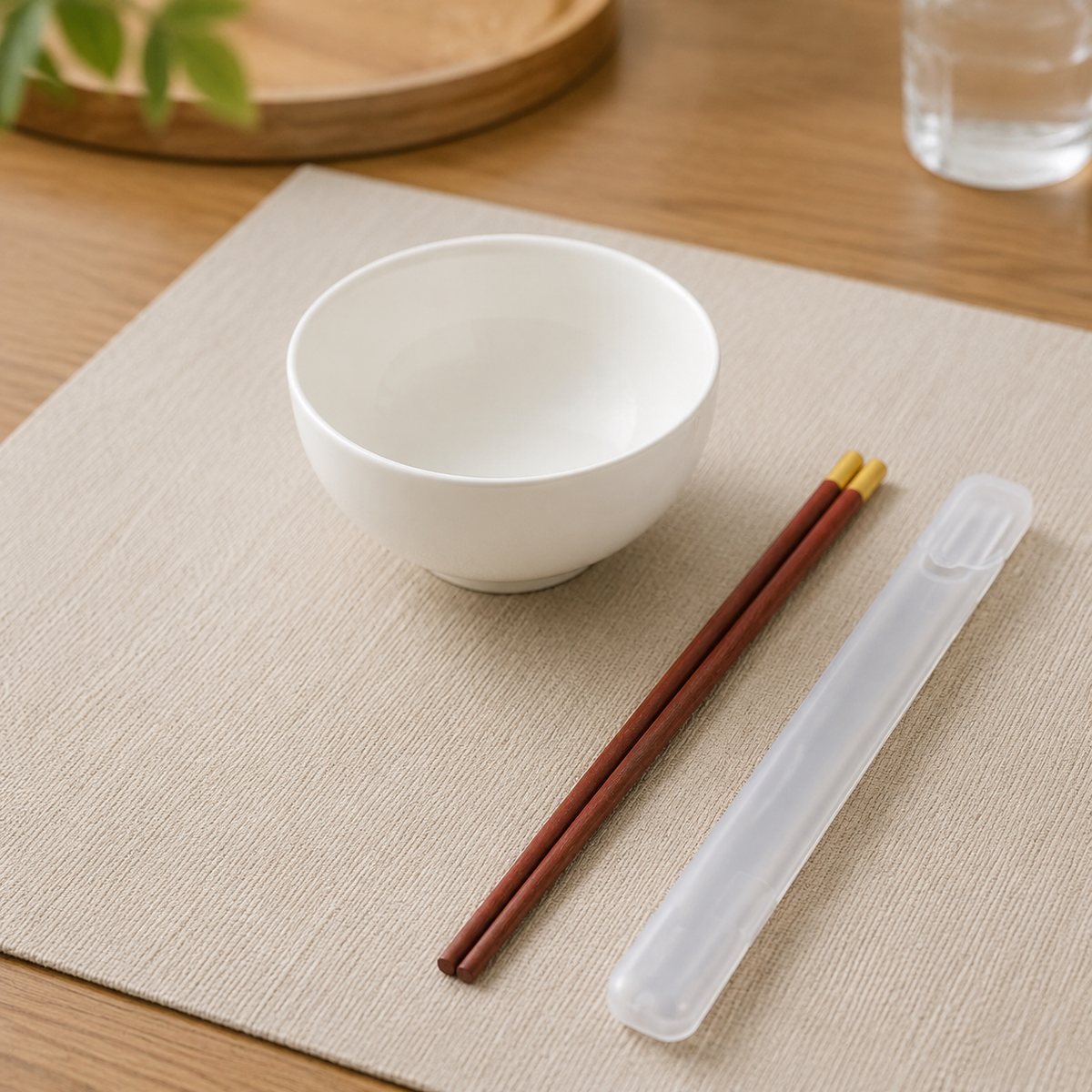 Portable Wooden Chopsticks with Case, White Retro Adult Chop Sticks, Reusable for Sushi & Instant Noodles, 24cm