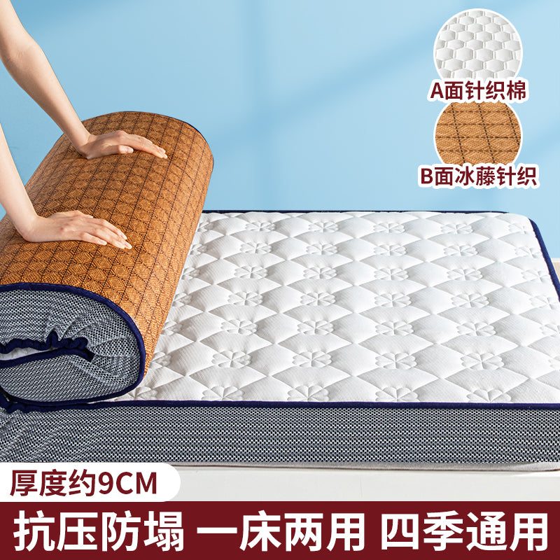 床垫学生宿舍单人90x190cm冬夏两用0.9X200住校专用1.2米乳胶垫子 立体灰色富贵花-约9CM【乳胶填充/A面床垫 B面凉席】 双人床尺寸:180x200cm±5cm【双面可用/抗压防塌】