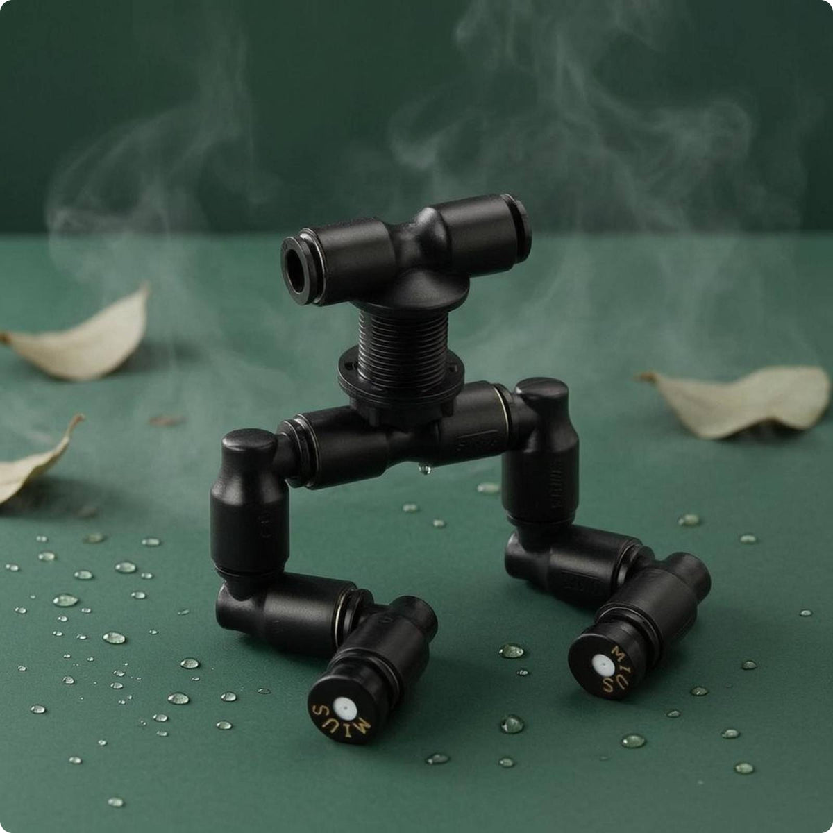Two-Head Spray Nozzle Black Two-Head Mist Spray Nozzle Humidity Control