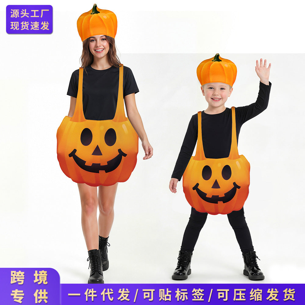 Halloween-Themed Parent-Child Pumpkin Costume Set for Party Performance