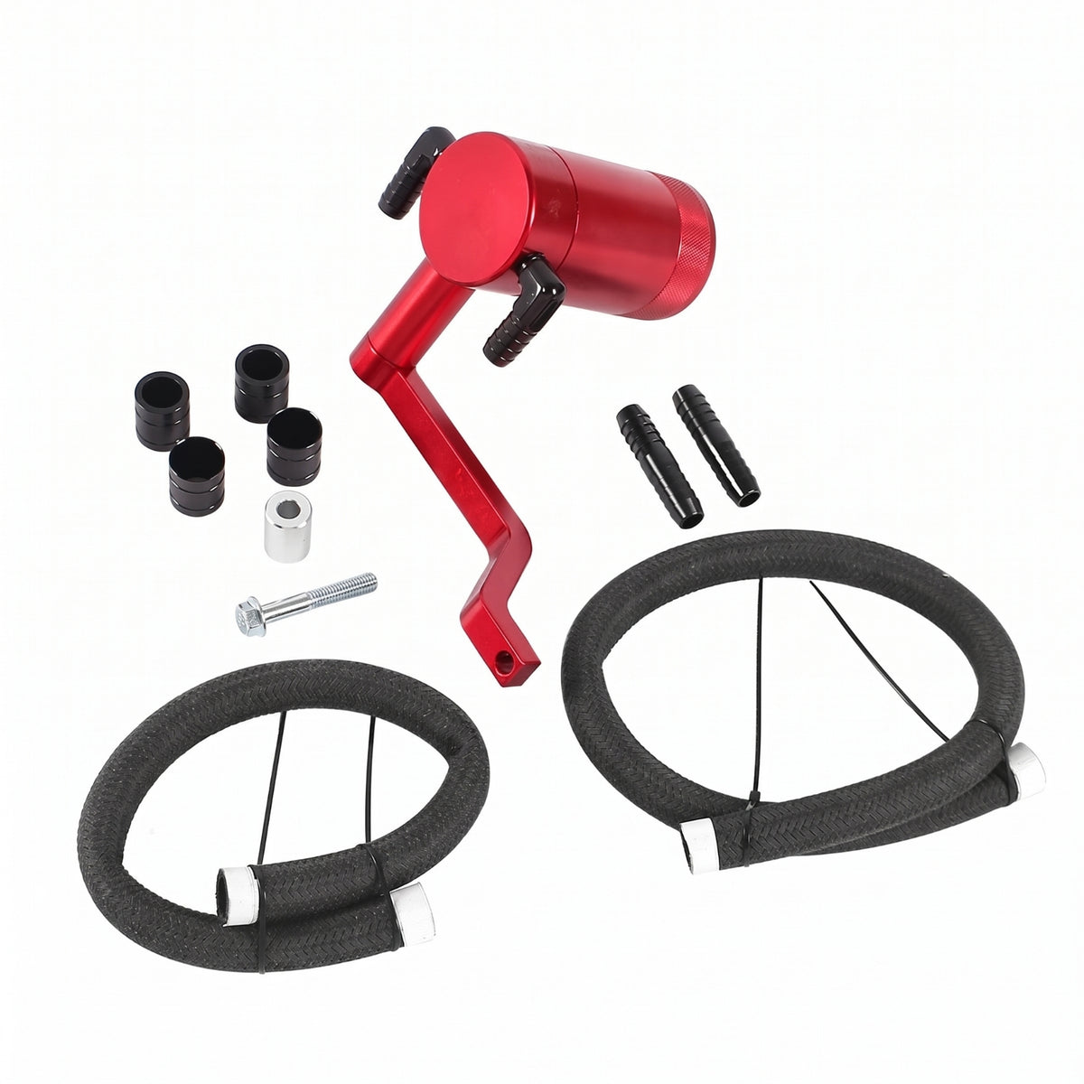 Rigid Oil Catch Can Kit with Bracket Long-Lasting Oil Breather Can with Hoses Universal Reservoir Tank Heat-Resistant for Car Builders