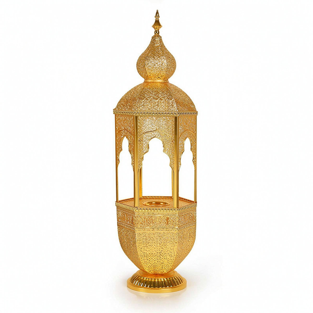 Castle Incense Holder Gold-Tone Hollow Castle Censer Ornate Incense Holder with Tray for Prayer Room, Entryway