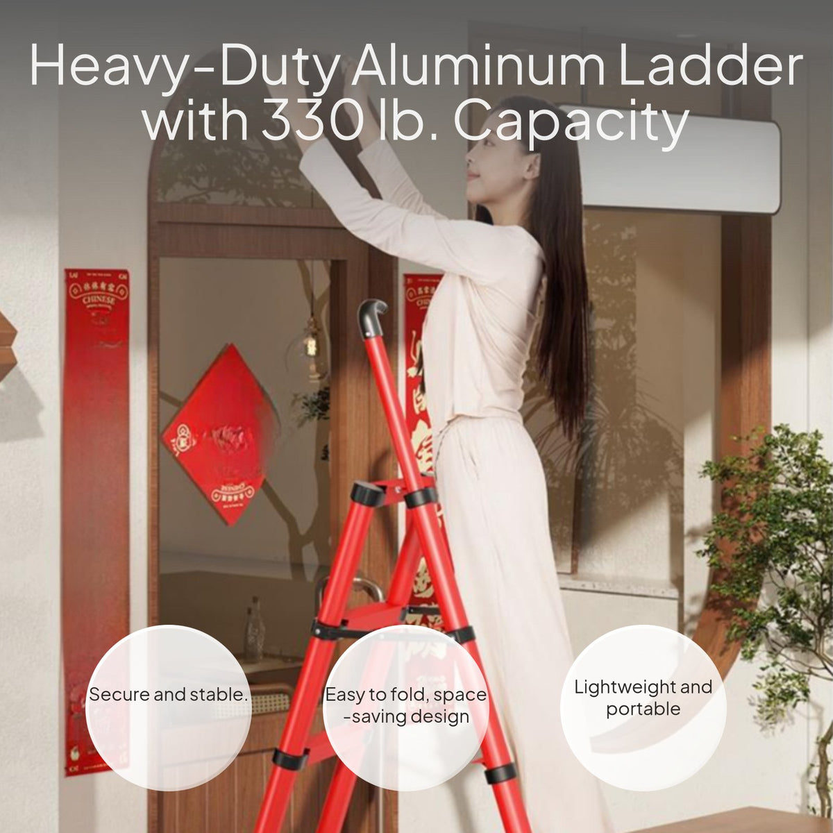6-Step Folding Aluminum Ladder, Multi-Purpose, Indoor Safety