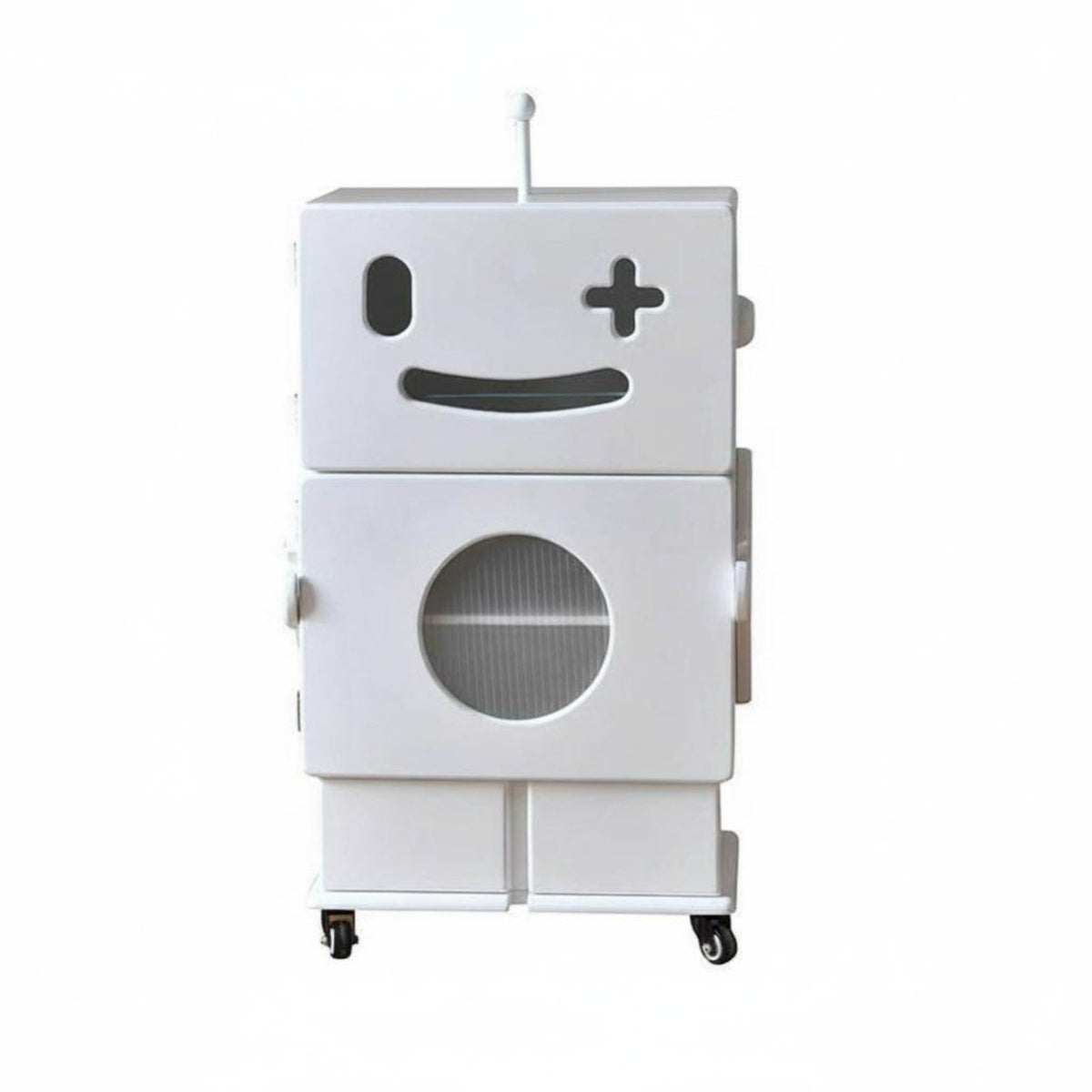Robot-Shaped Cabinet Mobile with Wheels Nightstand Sturdy Construction