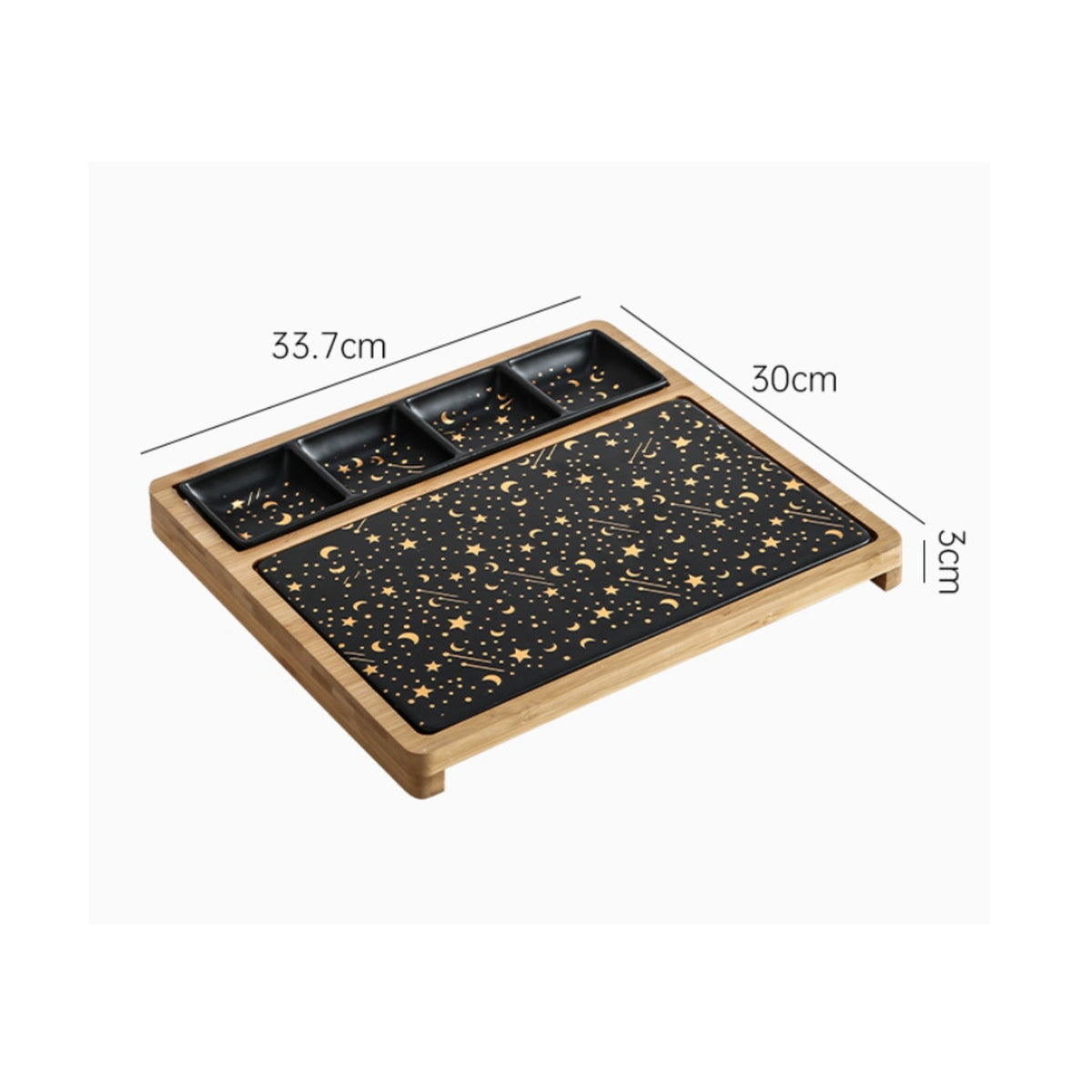 Steak Tray Chip-Resistant Wood and Ceramic Tray Dishwasher Safe