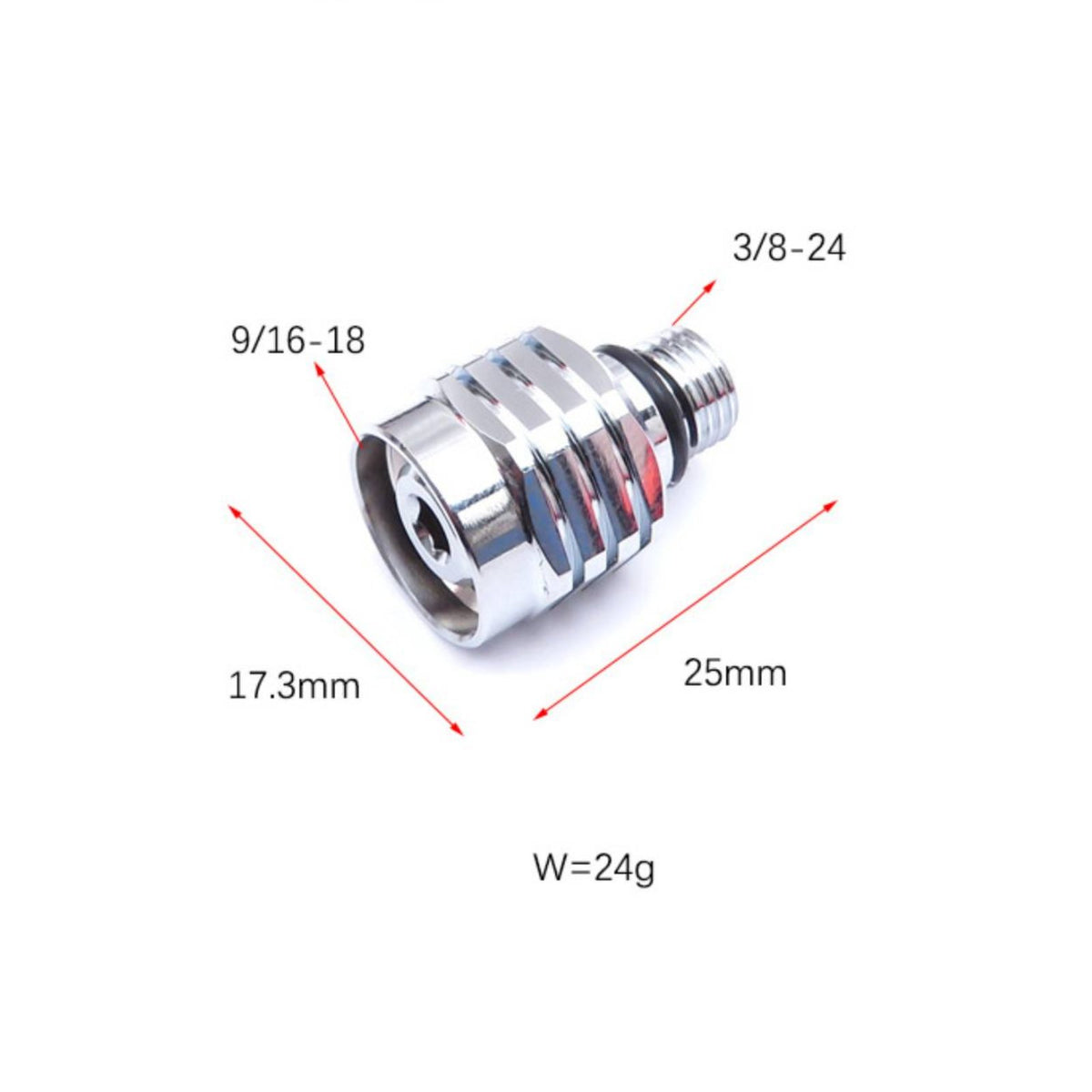 3/8-24 to 9/16-18 Adapter Small Initial Stage to Second Stage Adapter for Divers