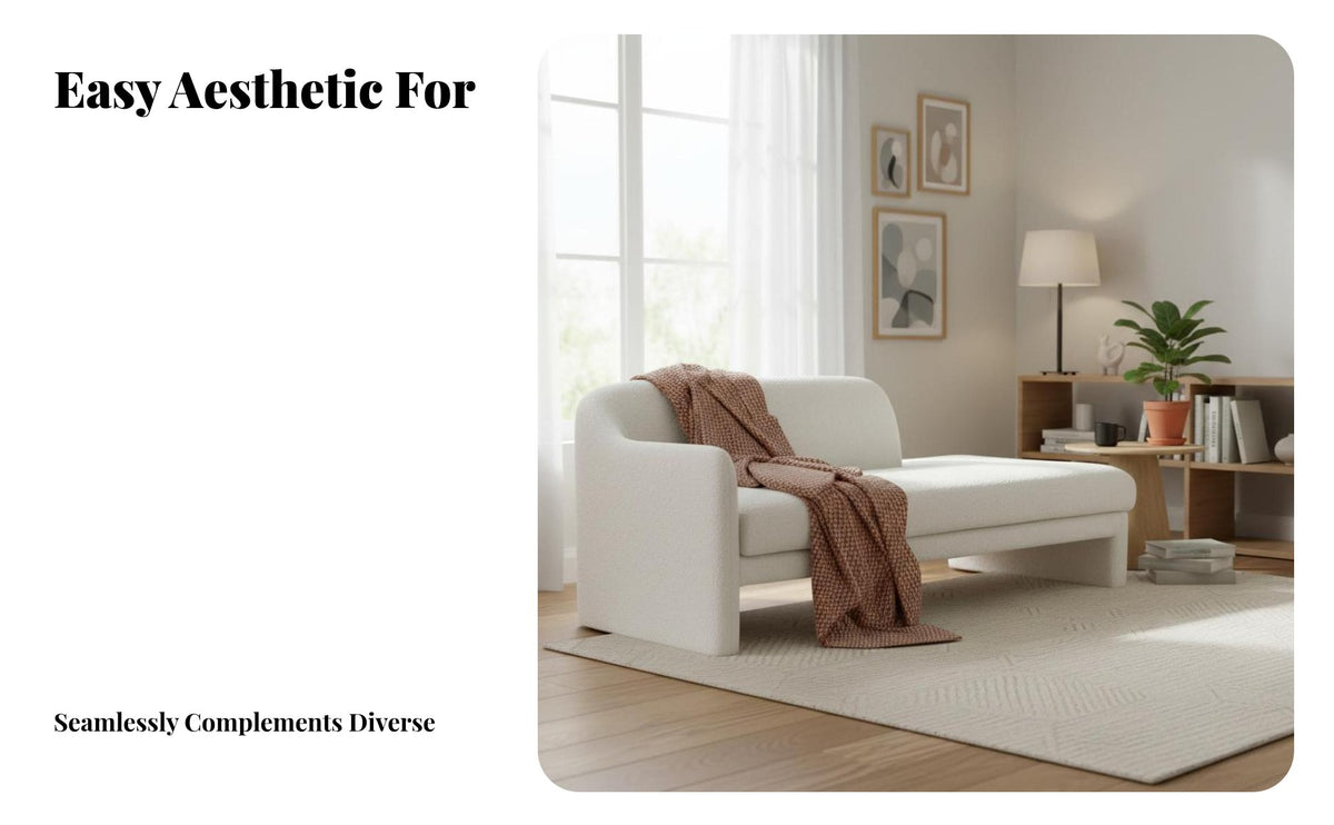Modern Design Armless Chaise Lounge Minimalist design Accent Chair Thick Padded Seat Indoor Furniture Comfy for Apartment Dwellers, Homeowners, Interior Decorators, Living Room, Bedroom, perusing corner, Home Office