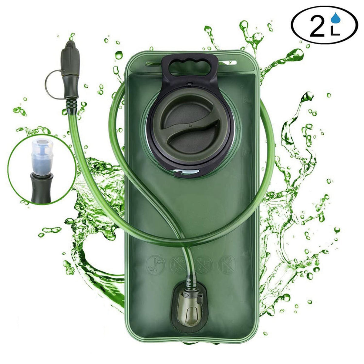 2L Sports Hydration Bladder for Cycling, Running, Hiking, Camping, Food-Grade EVA Water Bladder