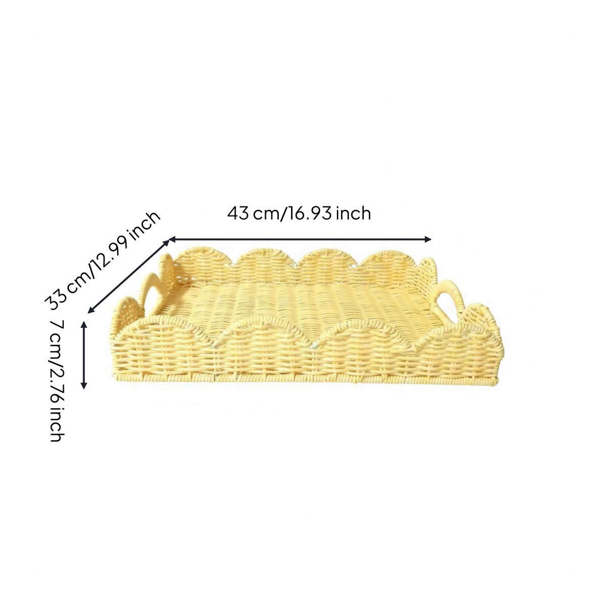 Woven Storage Basket Lace Border Wicker Tray Multipurpose for Kitchen