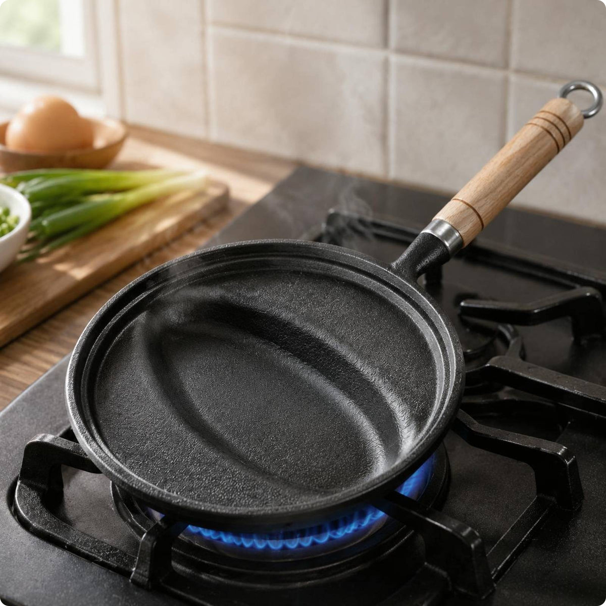 Cast Iron Omelette Pan Hanging Loop Cast Iron Frying Pan Even Heating