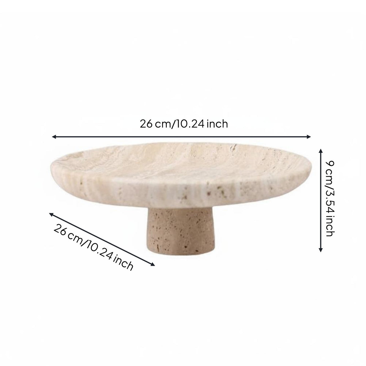 Marble Fruit Tray Waterproof Travertine Fruit Bowl Oil-Resistant for Countertop