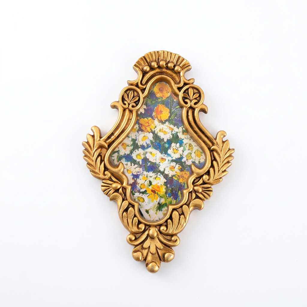 Ornate Resin Photo Frame, Vintage Wall Hanging Tabletop Display, Antique Gold Picture Frame for Home Decor, Decorative Art Fr