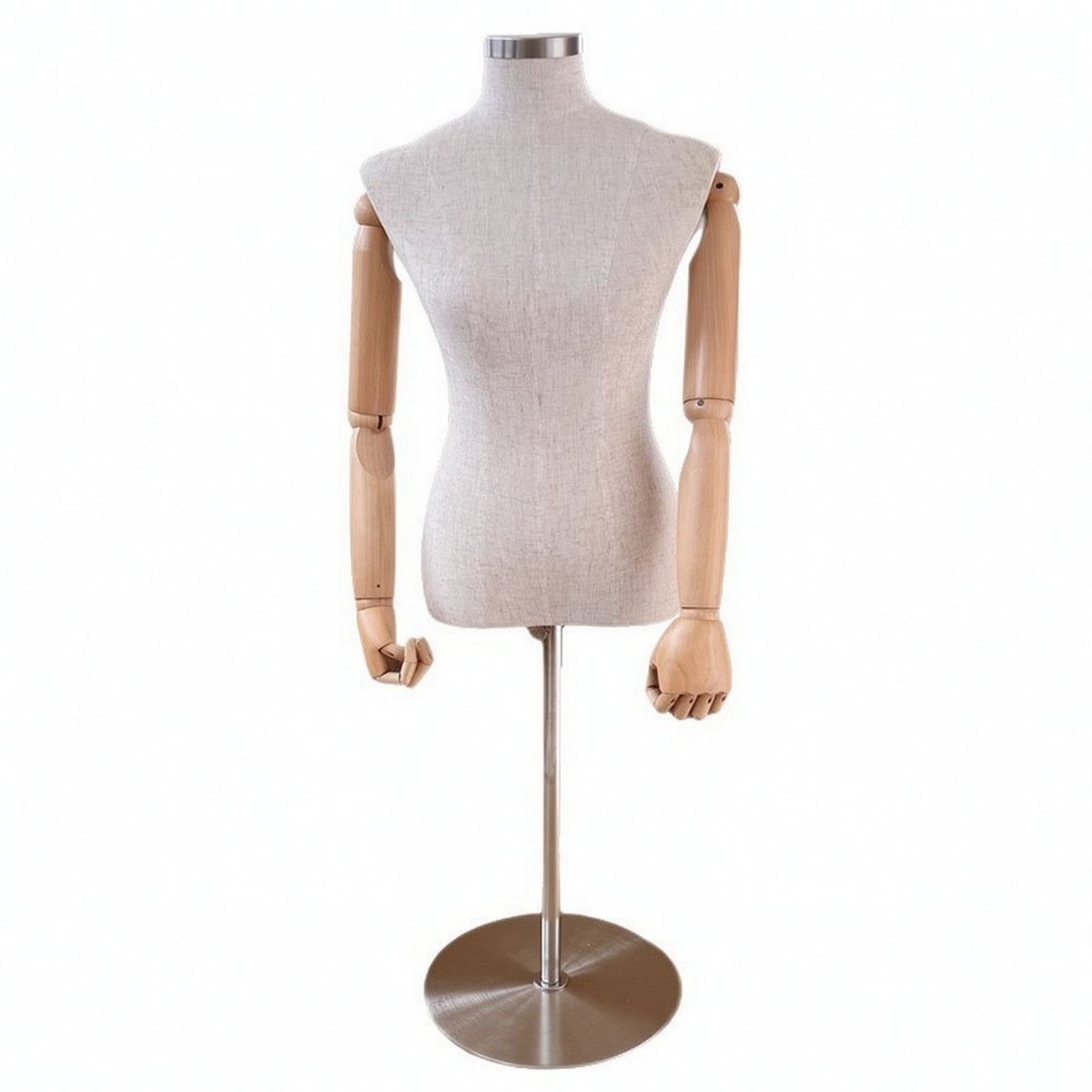 Half-Body Mannequin with Articulated Arms Sturdy textileCovered Dress Form with Metal Base Heavy Duty Mannequin Torso for Tailors