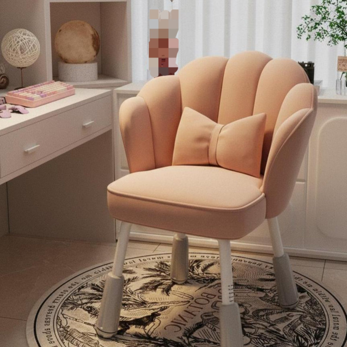 floral rear Vanity Chair Soft paddinged Seat floral rear Chair 360-Degree rotate