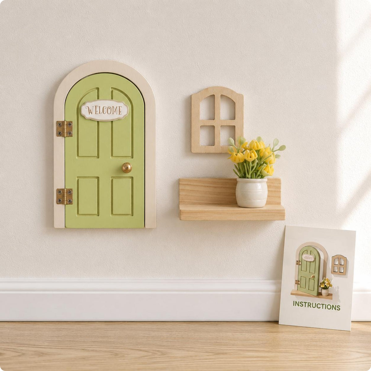 Fairy Door Set Rounded Arch Home Decor Hand Painted