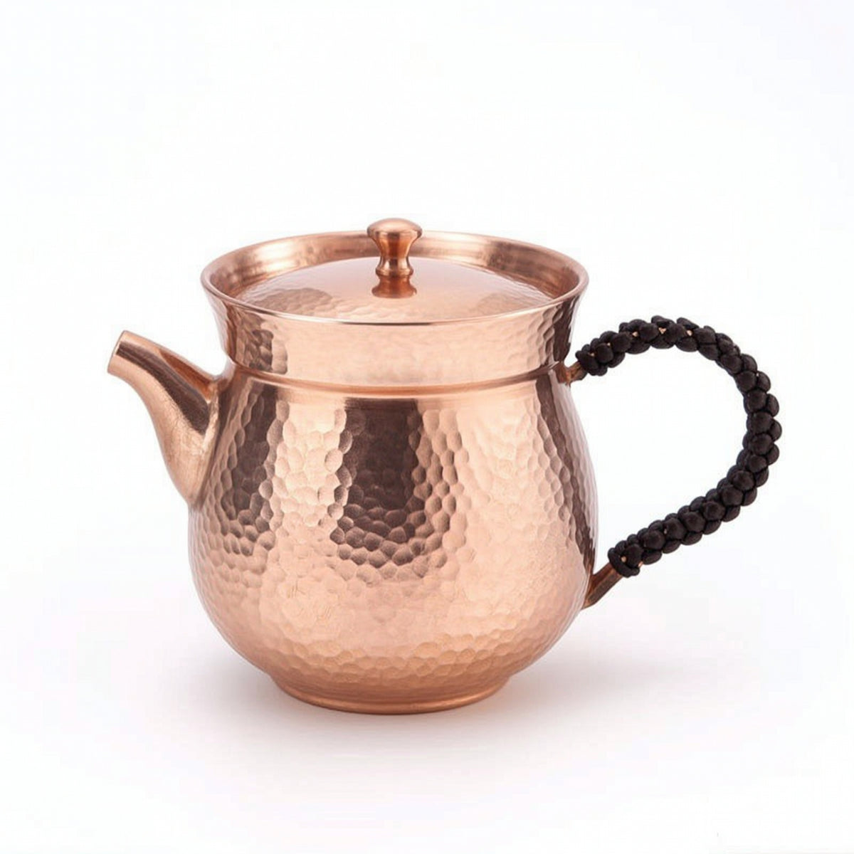 Hammered Copper Tea Kettle Traditional Copper Teapot Braided Vessel