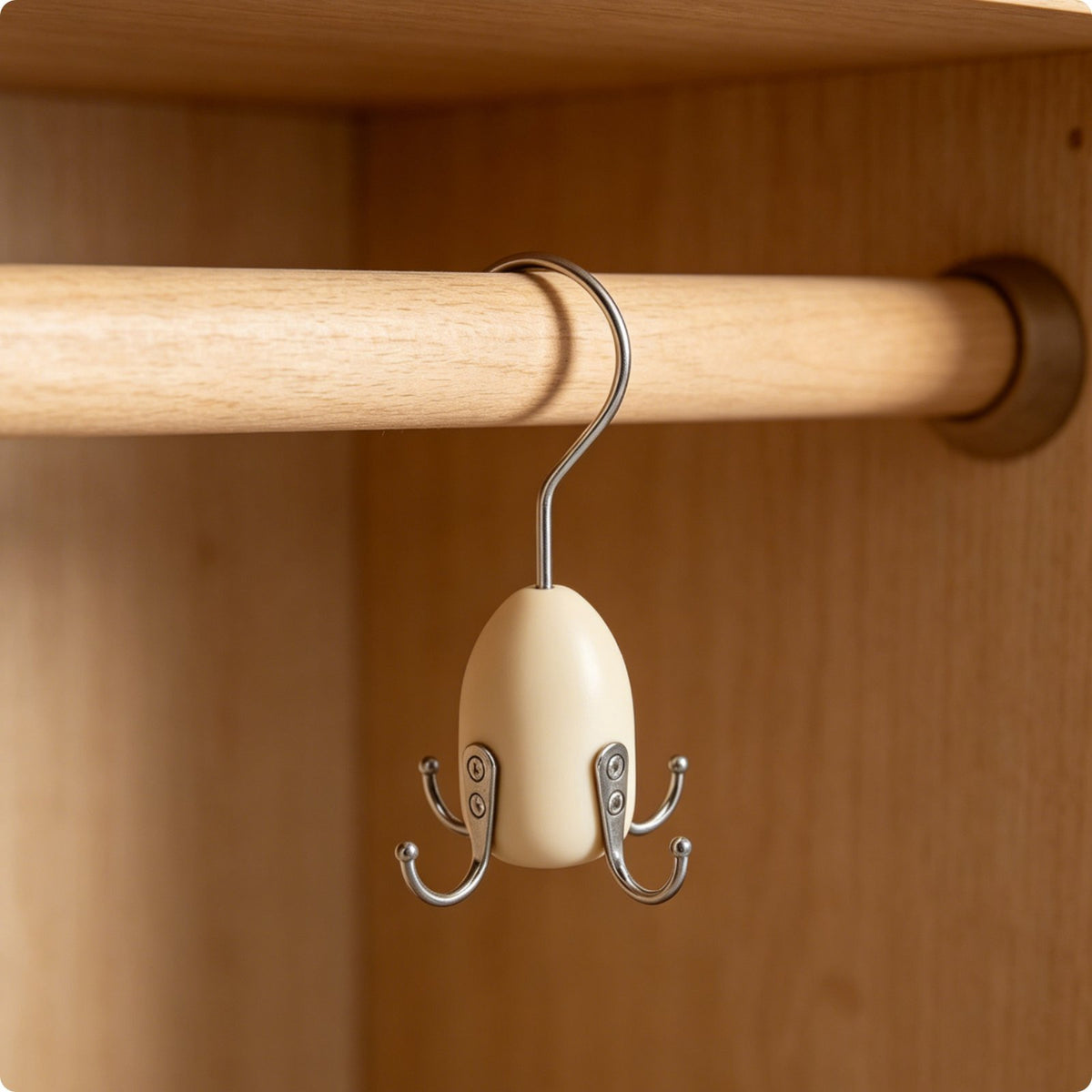 Wooden Wardrobe Hook Compact Four-Hook Hanger Space Saving for Closet