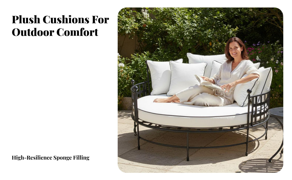 Waterresistant Circular Outdoor Daybed sun-withstandant Round shade cover Daybed Weather-withstandant Garden Sofa adaptable Design for two people, Families, Homeowners, Backyard, Deck, waterside