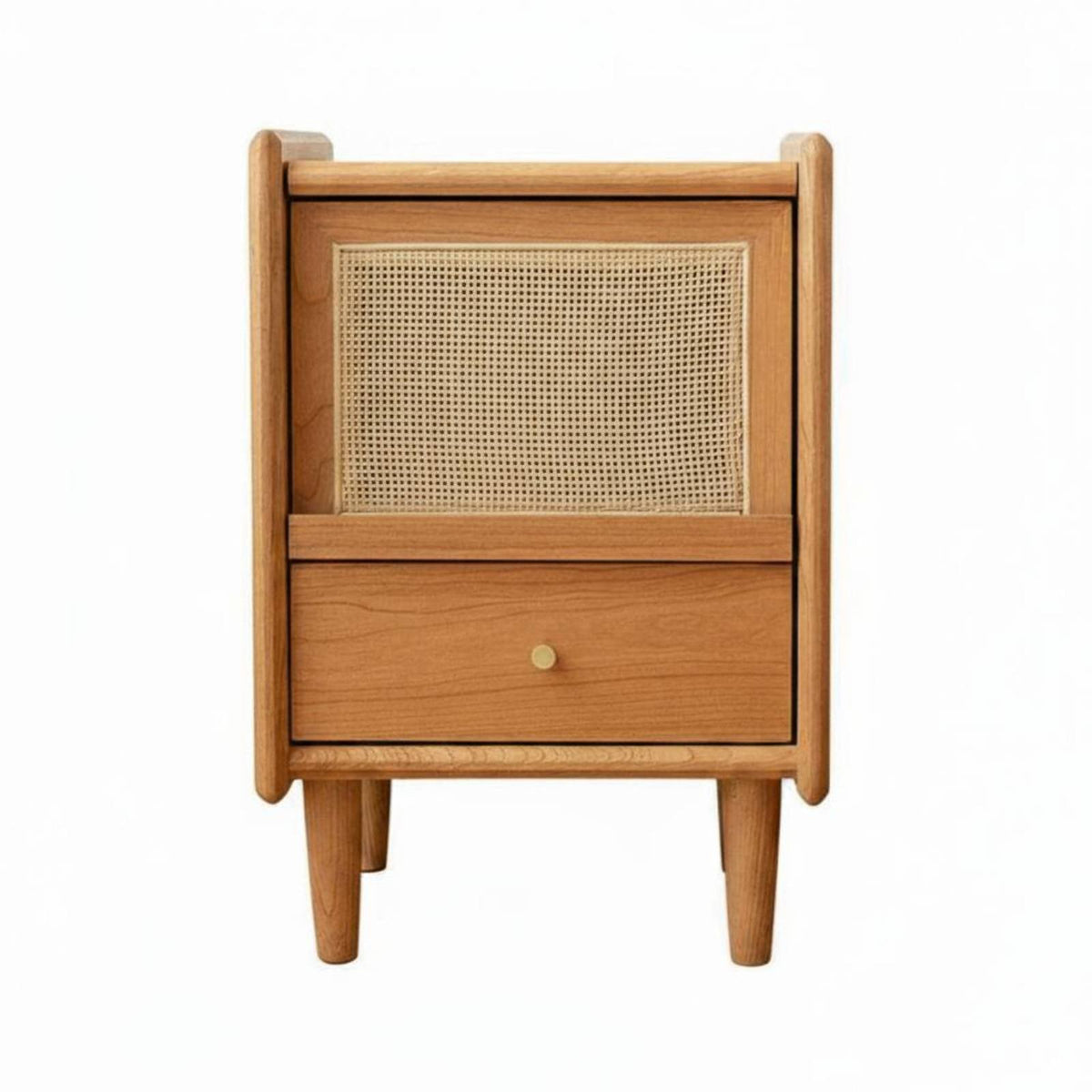 Rattan Door Accent Cabinet Japandi Design Rattan Door End Table Minimalist