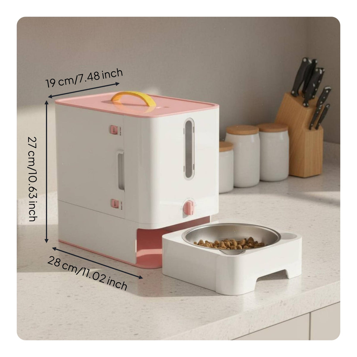 Feline Food Storage Dispenser Stainless Steel Bowl Portable Pet Dispenser