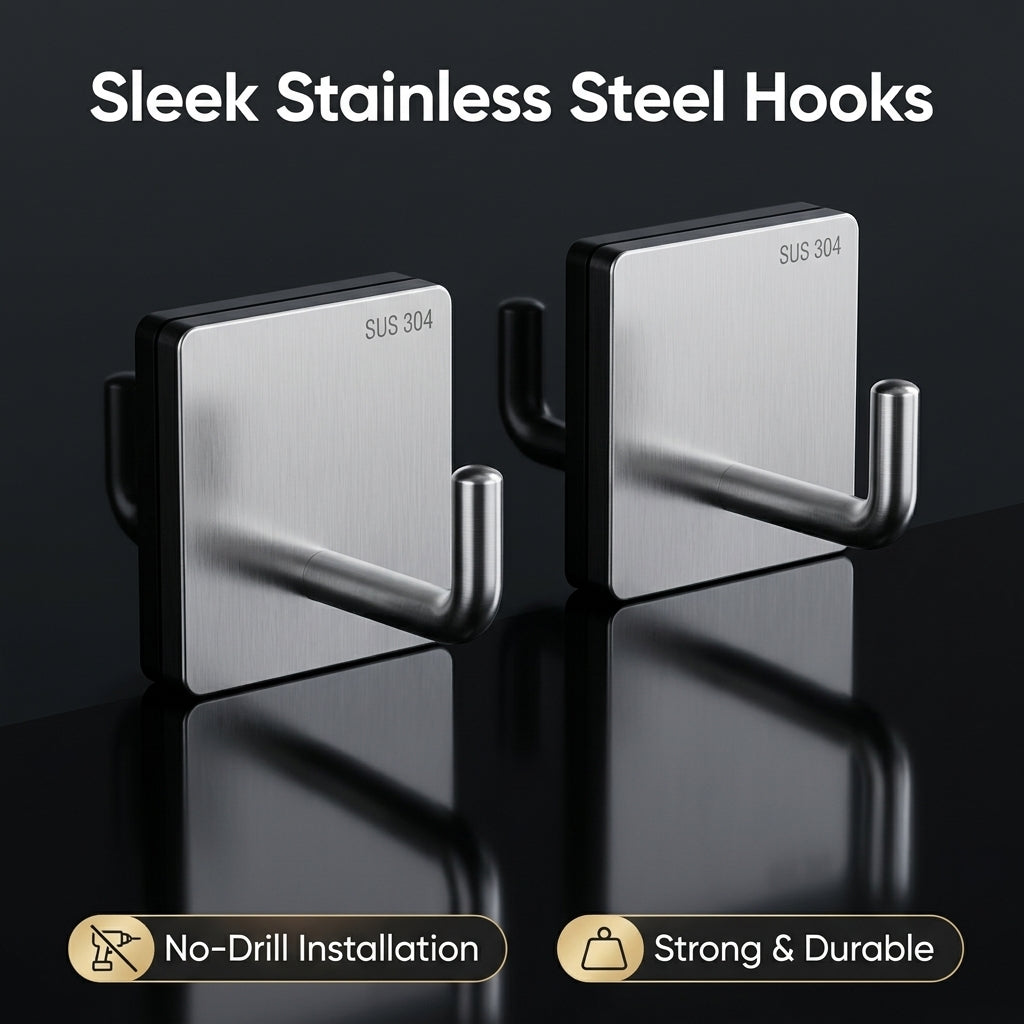 Bedroom and Closet Organizer with Waterproof Stainless Steel Hook, Wall Mounted Heavy Duty No-Drill Hanger for Explorer