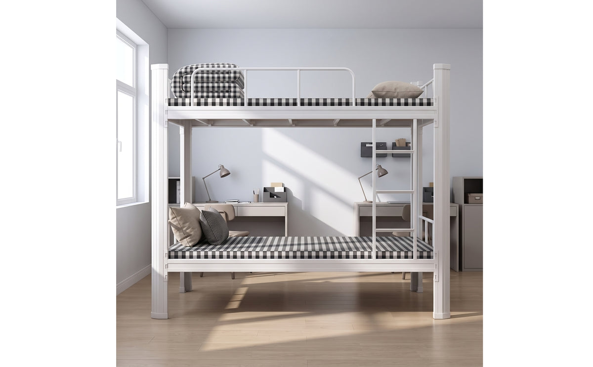 Space-Saving Bunk Bed Frame with Ladder Heavy Duty Metal Bunk Bed Sturdy Furniture Sturdy for Students, Kids, Shared Bedroom, Dorm Room, Student Housing