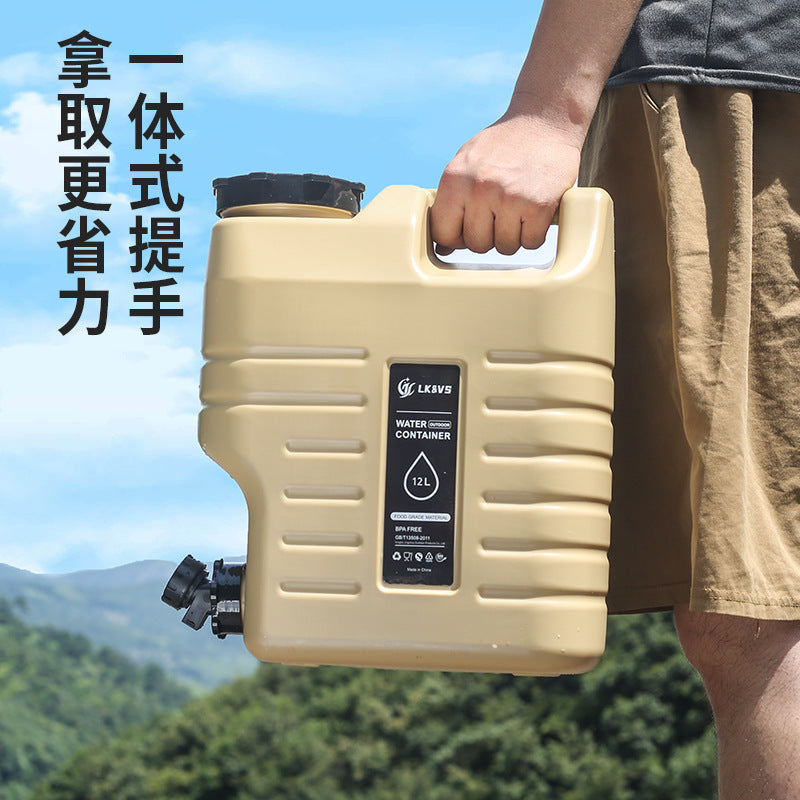 12L PE Food-Grade Camping Water Bucket with Tap for Home and Car