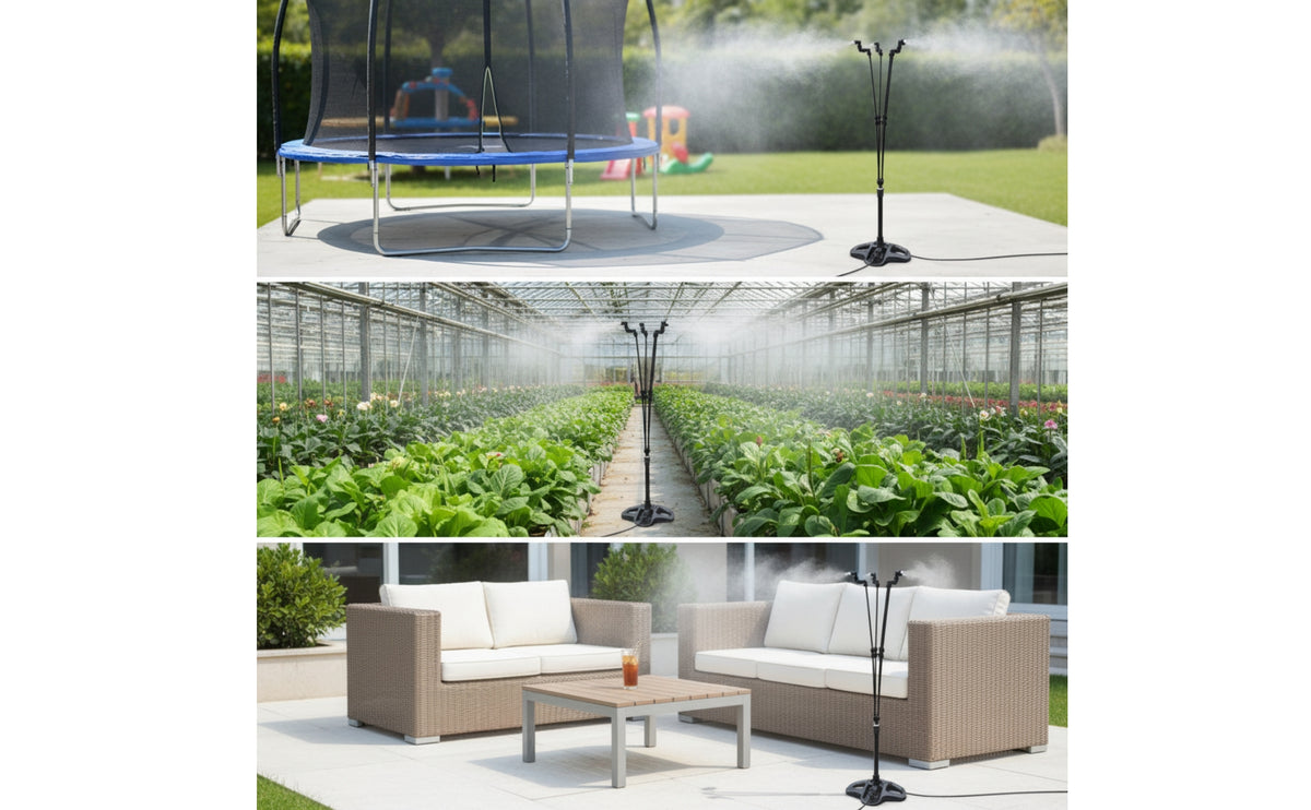 Standing Misting Sprinkler Cooling Mist with Tripod Base Stable Tripod Misting Stand Homeowners