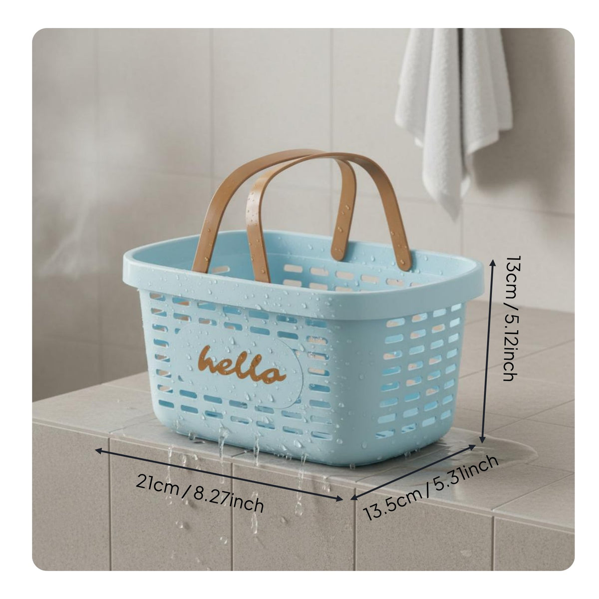Portable Shower Tote Multipurpose Draining Bath Basket Wide Opening Shower Basket for Dormitory, Washroom