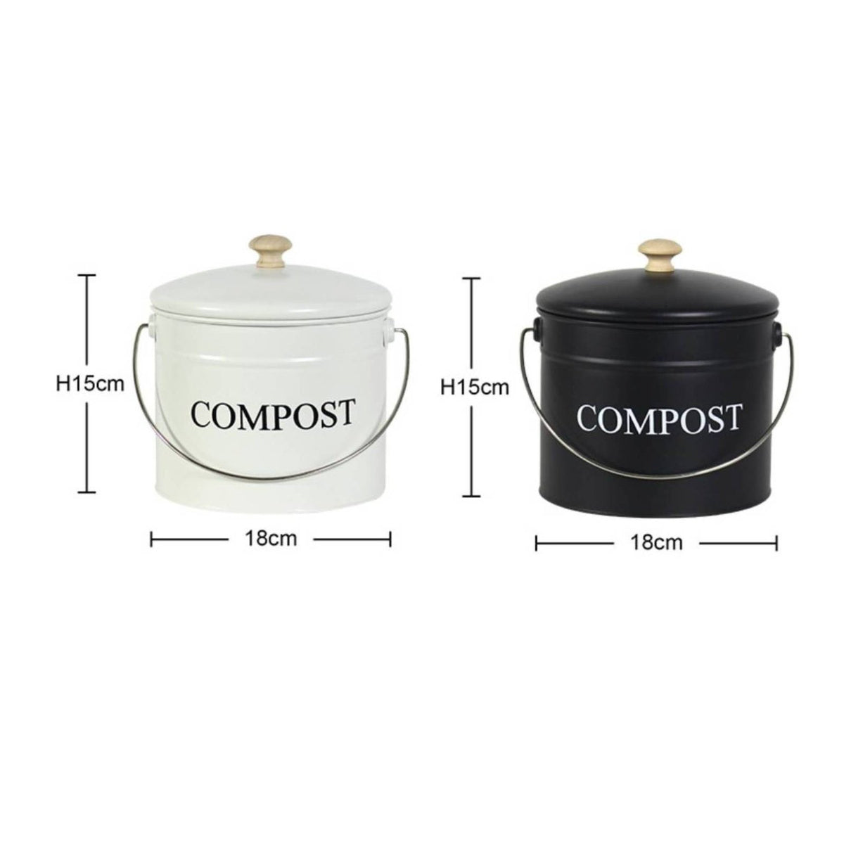 Round Compost Pail Charcoal Filter Metal Compost Pail Rust-Resistant