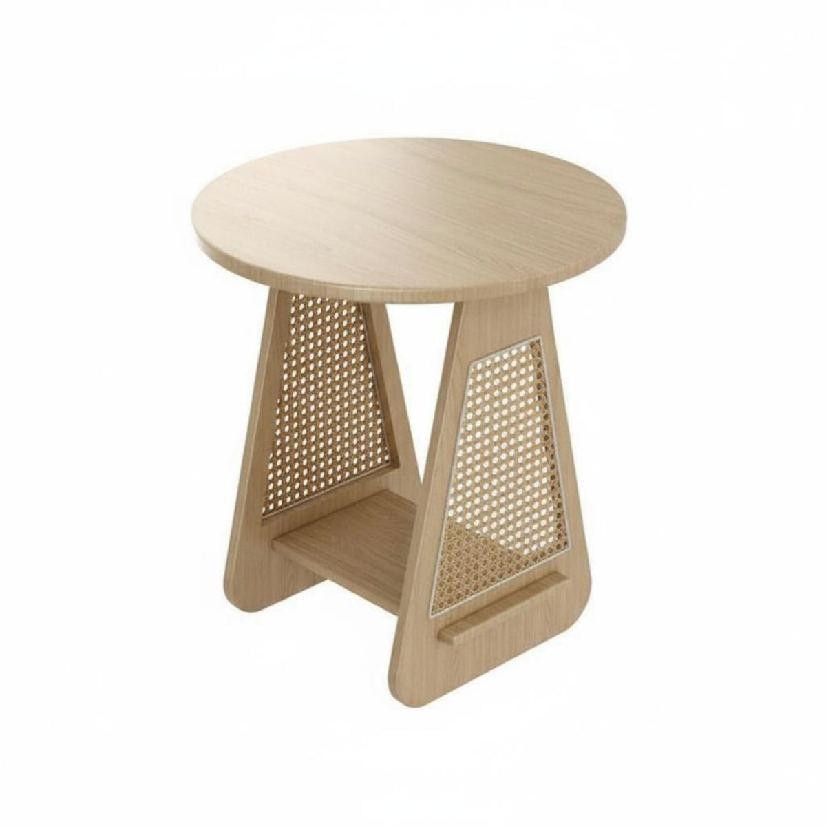 Round End Table with Woven Panels Space Saving Round End Table Rattan Decorative Suggestion Vintage and Design for Bedroom