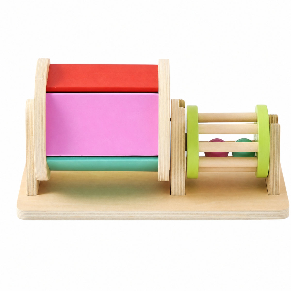 Colorful Wooden Toy with Rotating Drums Educational Wooden Rotating Drum Vibrant Rotating Drum Toy Tabletop for Preschoolers