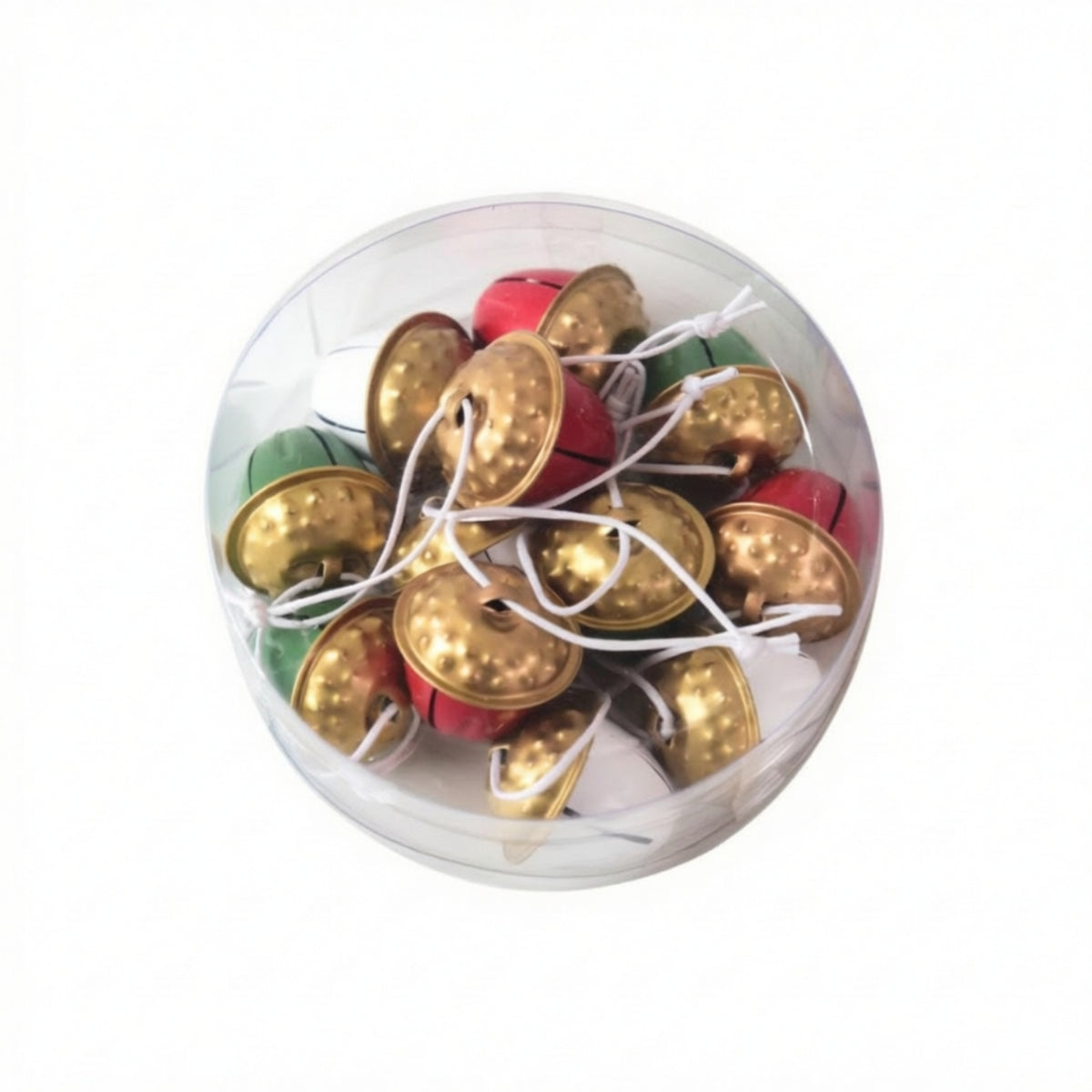 12 Pieces Bell with Hanging Loop Hammered Christmas Bell Ornament Slotted for Garlands