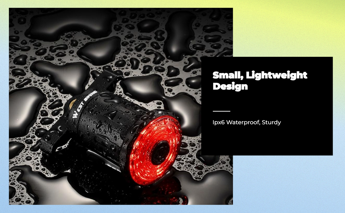 Brake-sensing LED bike light, waterproof